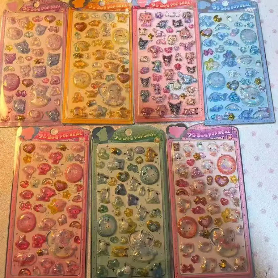 2026 Bestseller Minions Kuromi Melody KT Katze 3D-Kristallaufkleber mit Tropfkleber, dekorativer Aufkleber Image