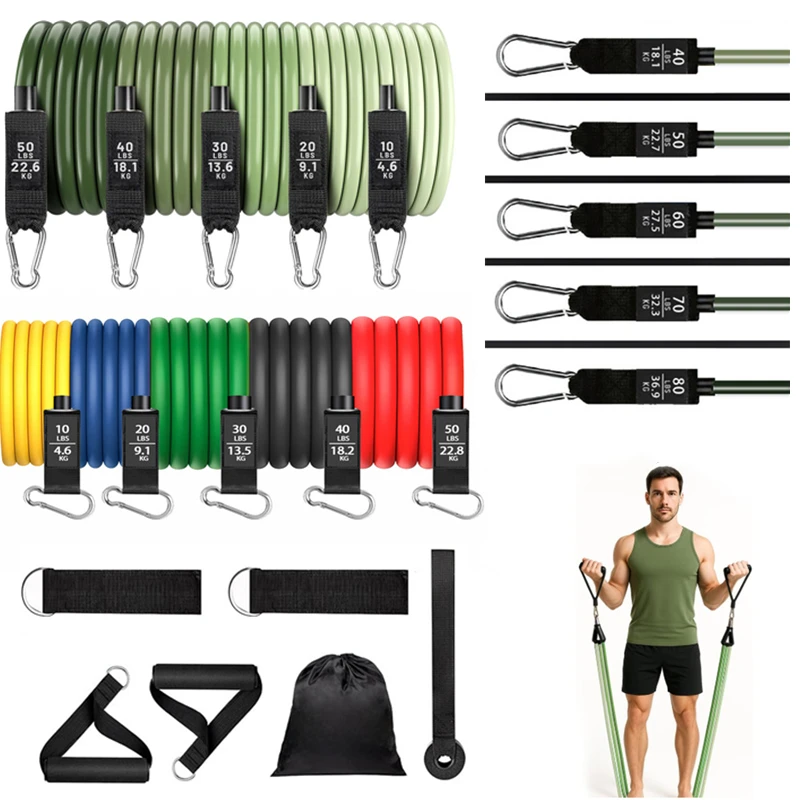 Fitness-Widerstandsbänder-Set Pilates Yoga Training Zugseil Gummi-Elastikbänder Tragbare Fitnessgeräte für Heimgymnastik Image