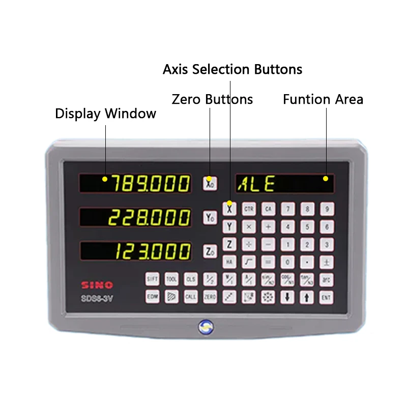 SINO SDS6 3-Achsen-DRO-Set KA35 KA300 KA500 Digitalanzeige Gitter Glas Lineare Skala Lineal Encoder Sensor für Drehmaschine Image