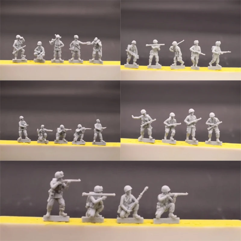 1/72 Maßstab Druckguss-Harz-Figurenmodellbausatz WWII Amerikanische Fallschirmjäger 23 Figuren Unbemalt Image