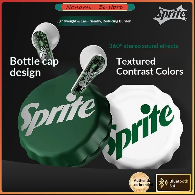 Neue Coca-Cola x Sprite Bluetooth-Kopfhörer, 13 mm Verbundmembran-Lautsprecher 360 ° Semi-In-Ear-Kopfhörer mit Surround-Sound Image