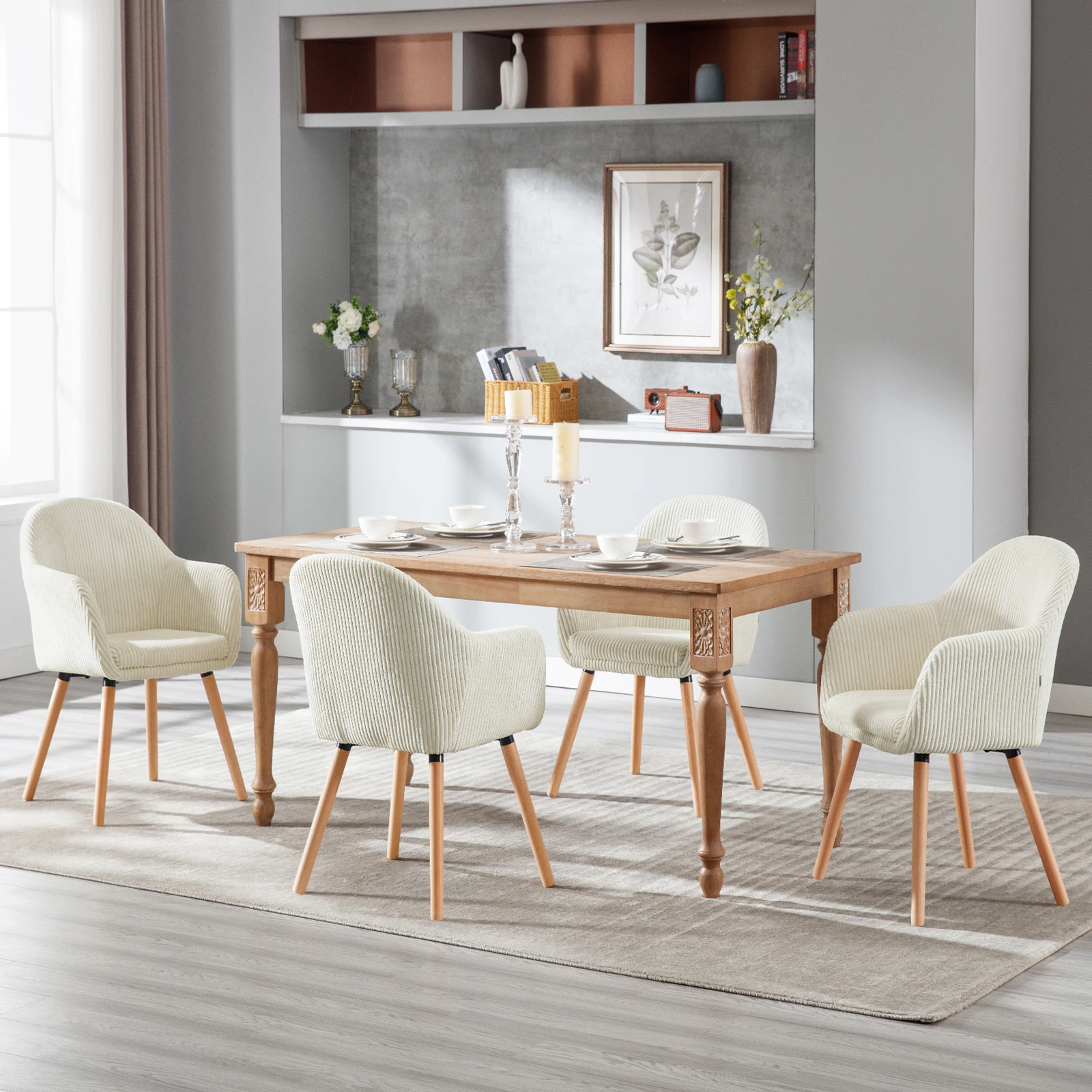 WOLTU 2 Stück/Set moderne Esszimmerstühle, gepolsterte Küchenstühle mit Armlehnen, Rückenlehne, Cord-Sitz für Wohnzimmer, Schlafzimmer