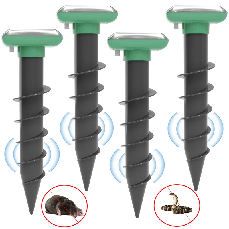 Solarmast-Mausabwehrmittel. Wasserdichte IP66-Buzz-Vibration für den Außenbereich zur Abwehr von Muttermalen und kleinen Schlangen Image