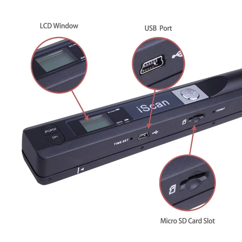IScan Tragbarer Scanner Mini Handscanner für Dokumente A4 Buchscanner für JPG und PDF Format 300/600/900 DPI Image