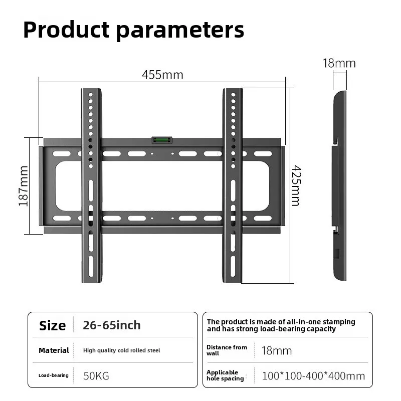 Verstellbare, flache TV-Wandhalterung für LCD-LED-Monitore, 26–63 Zoll, TV-Wandhalterung, universelle TV-Halterung, Monitorhalterung