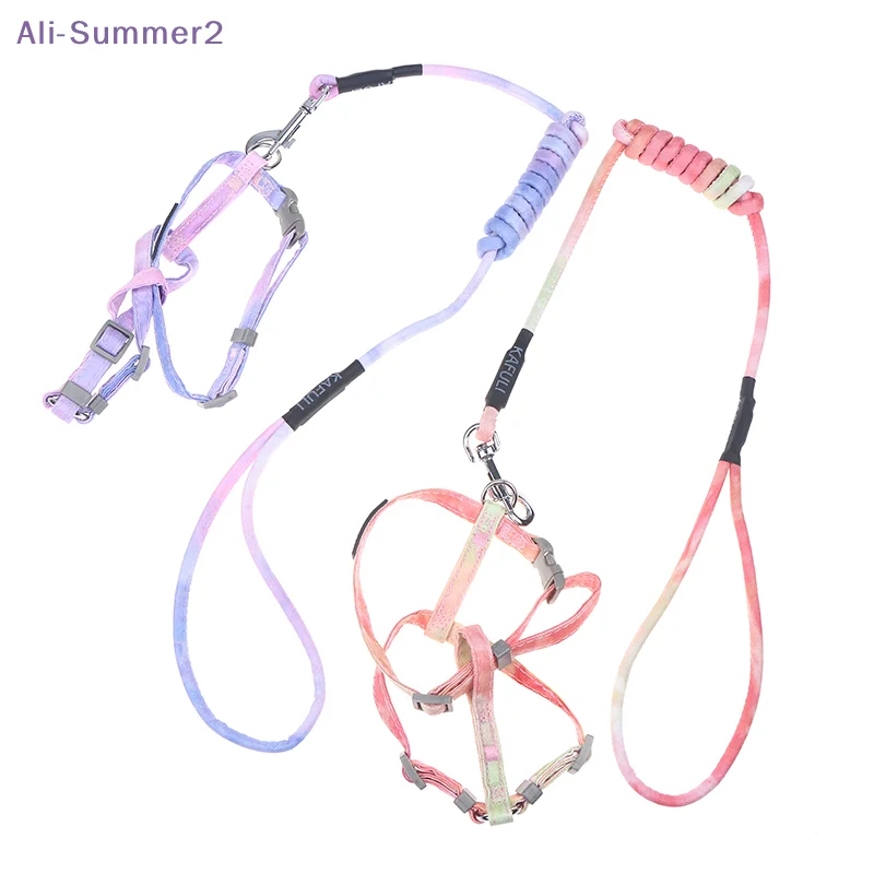 {Summer2} {Summer2} Katzengeschirr und Leinen-Set, verstellbar, ausbruchsicher, weiche Weste, Katzengeschirr, Haustier-Zuggeschirr mit Halsband Image
