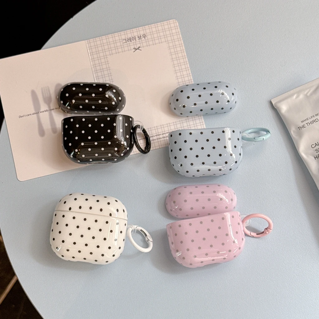 Klassische, schlichte Vollbild-Schutzhülle mit Farbkollision und Polka-Dot-Muster für AirPods 1 oder 2, 3, 4, Pro2, Pro3 Image