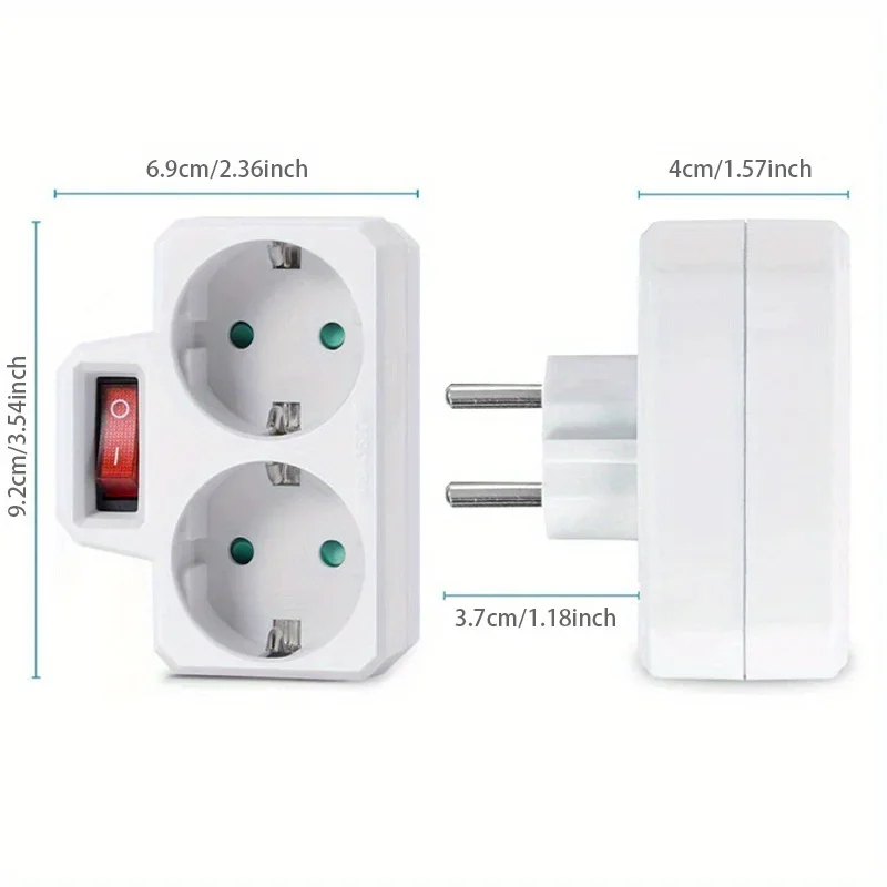 2 Fächer 16 A 250 V EU-Steckdose Mehrere Steckdose Standardsteckdose Deutscher Streifen Europäischer Steckeradapter Hochleistungs-380 W Stecker Image