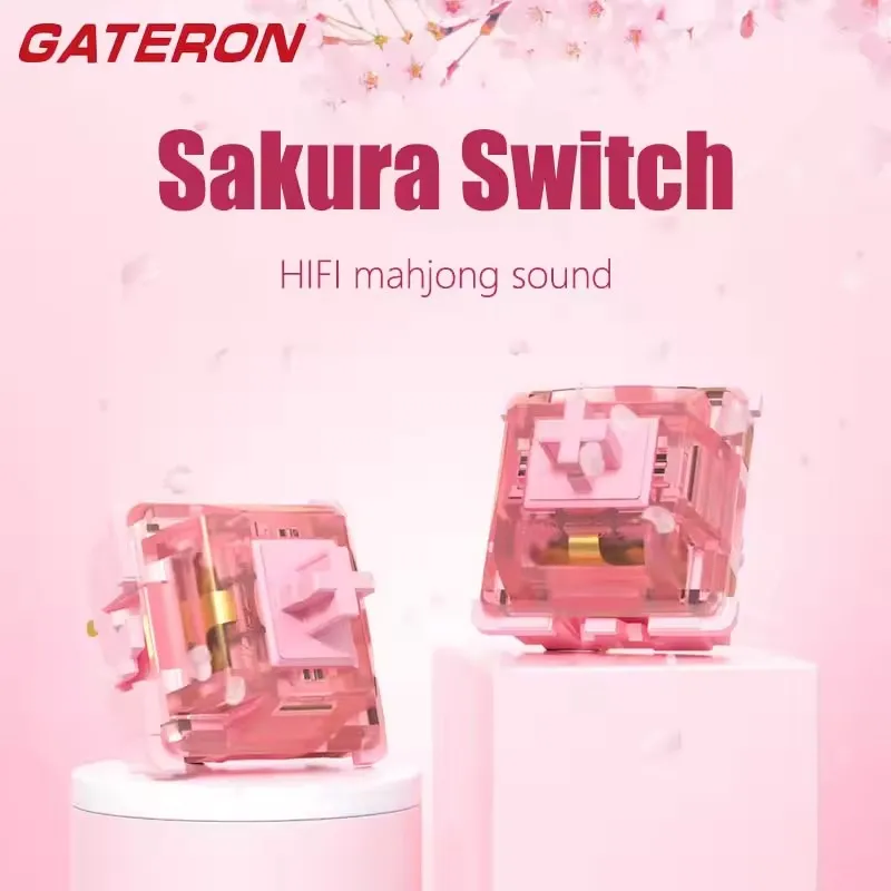 GATERON Sakura Linearer Schalter HIFI-Klang 40g Vorgeschmiert 5-Pin-Schalter für Gaming Büro Benutzerdefinierte Mechanische Tastatur POM PA66 Image
