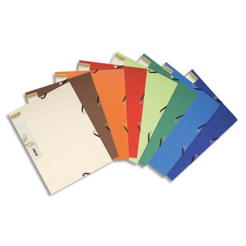 Exacompta Sammelmappe mit 3 Klappen und Gummizug und Rückenetikett aus Recycling-Karton zweifarbig 380g/qm Forever, 24x32cm für DIN A4 Image