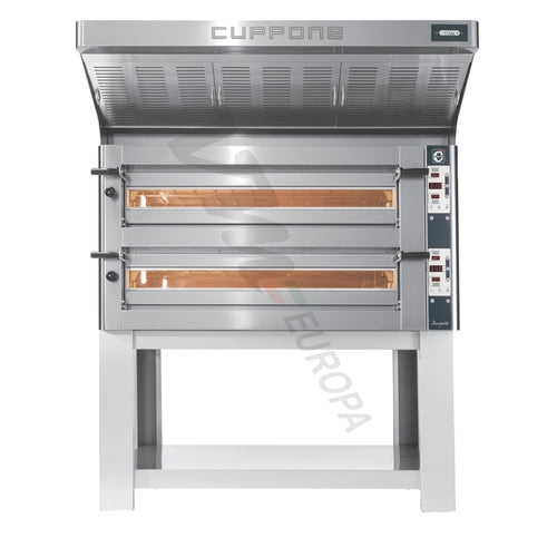 Cuppone Donatello Pizzaofen für 9+9 Pizzen Ø35cm 2 Kammer Knopfsteuerung - DN935/2CD: mit Untergestell / Haube Image