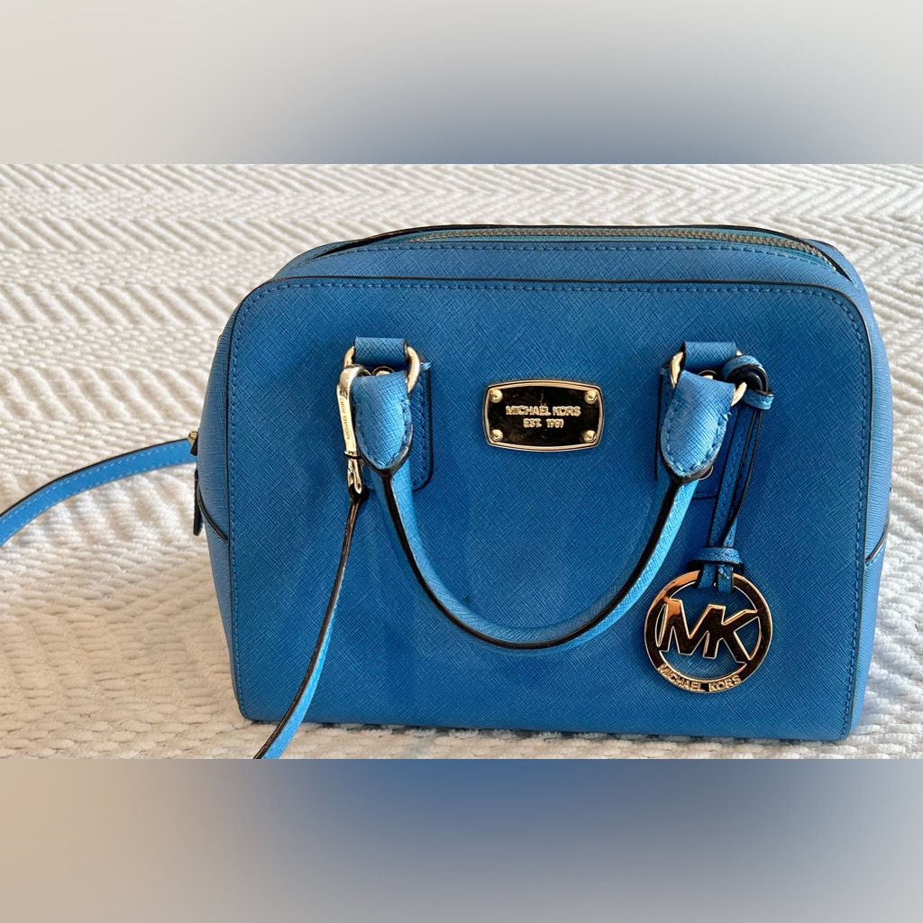 Michael Kors Bags | Blue Michael Kors Handbag | Color: Blue | Size: 11”W X 8”H X 5.5”D