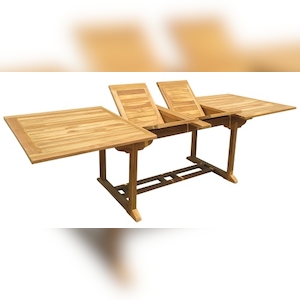 Lex Teak Tisch Gartentisch ausziehbar Doppelauszug Holztisch rechteckig 260/180cm Image