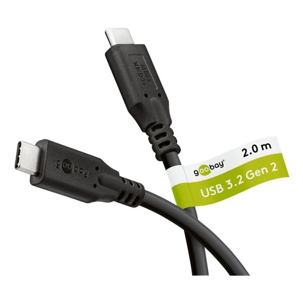 goobay USB-C-Kabel 90° USB-C 3.2 100 W schwarz 2 m schwarz