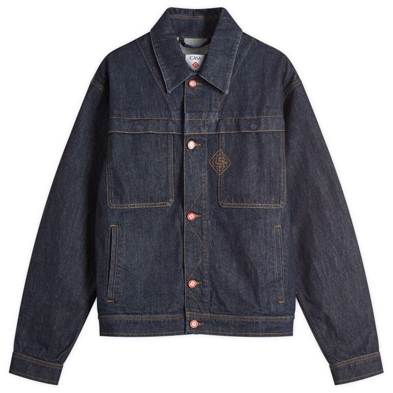 Embroidered Monogram Denim Jacket - Blue - Casablanca Jackets