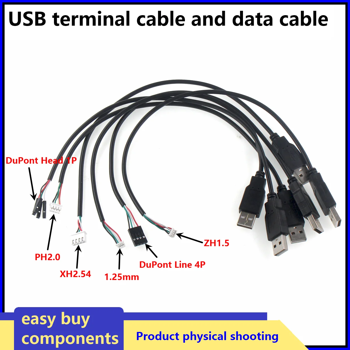 Cavo da USB a 4P xh2.54 Cavo da USB a 4P MX1.25 da USB a PH2.0 USB USB 2.0 Cavo maschio da USB a Dupont Cavo dati a 4 pin 30 cm