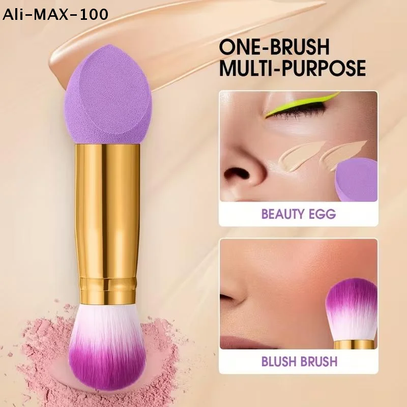 【MA3】3 Stück 2-in-1 Doppelkopf-Schwamm-Mini-Make-up-Pinsel, tragbarer flauschiger Rougepinsel, Schönheitswerkzeug für Damen Image