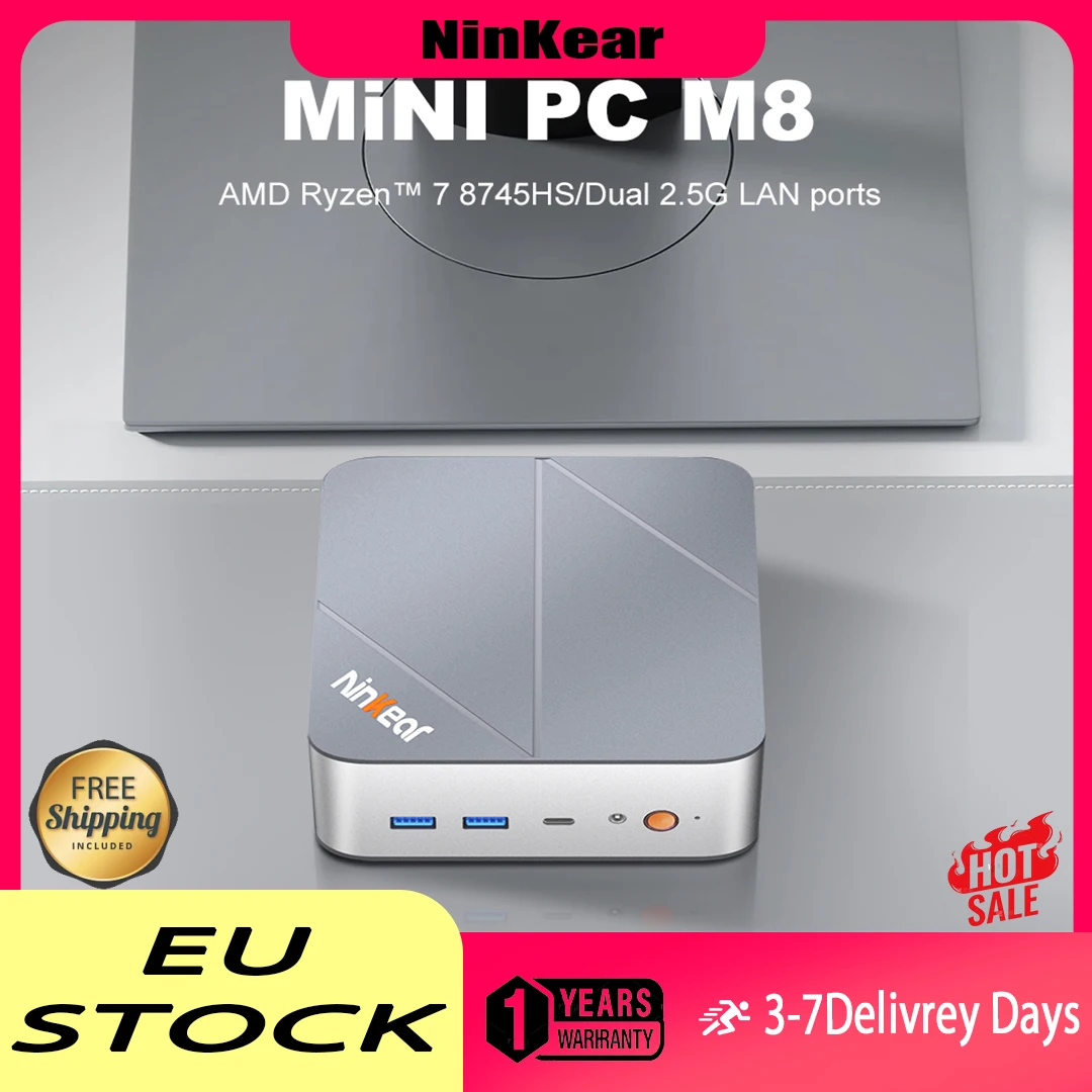 Ninkear M8 MINI PC AMD Ryzen ™ 7 8745HS Mini-Computer 32 GB DDR5 1 TB SSD WiFi6 BT5.2 Windows 11 Intelligenter Lüfter Ref.