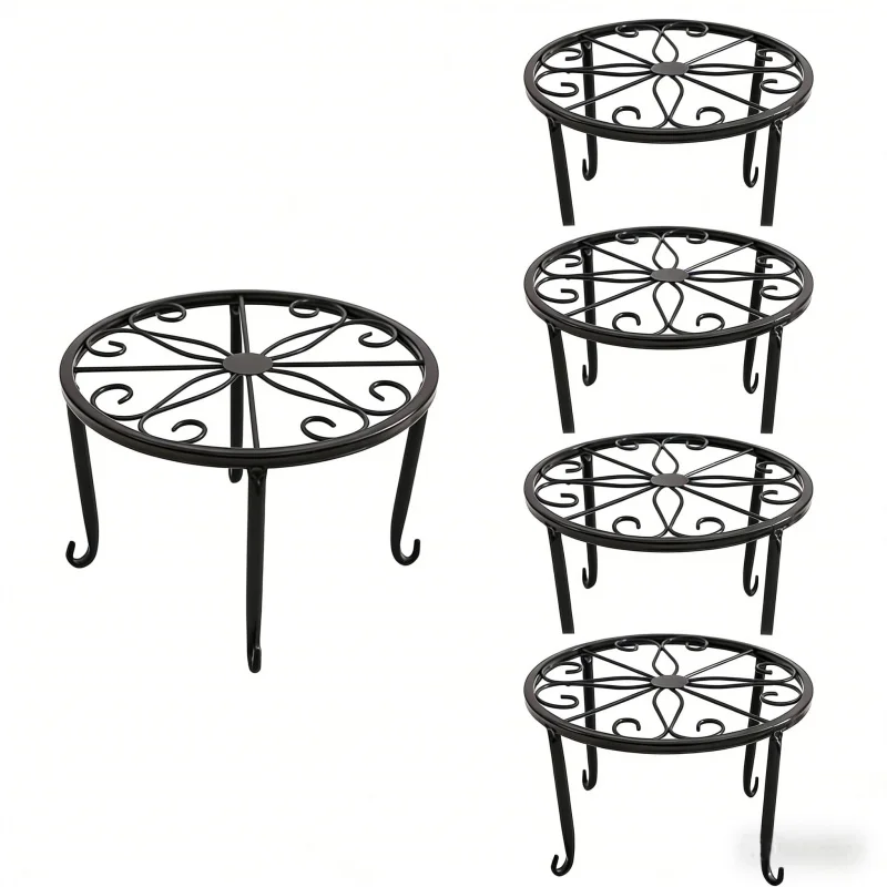 Mehrstöckiger Blumenständer aus Eisen für Wohnzimmer und Balkon, bodenstehend, geeignet für Sukkulenten und grüne Radieschentöpfe 1-4 Image