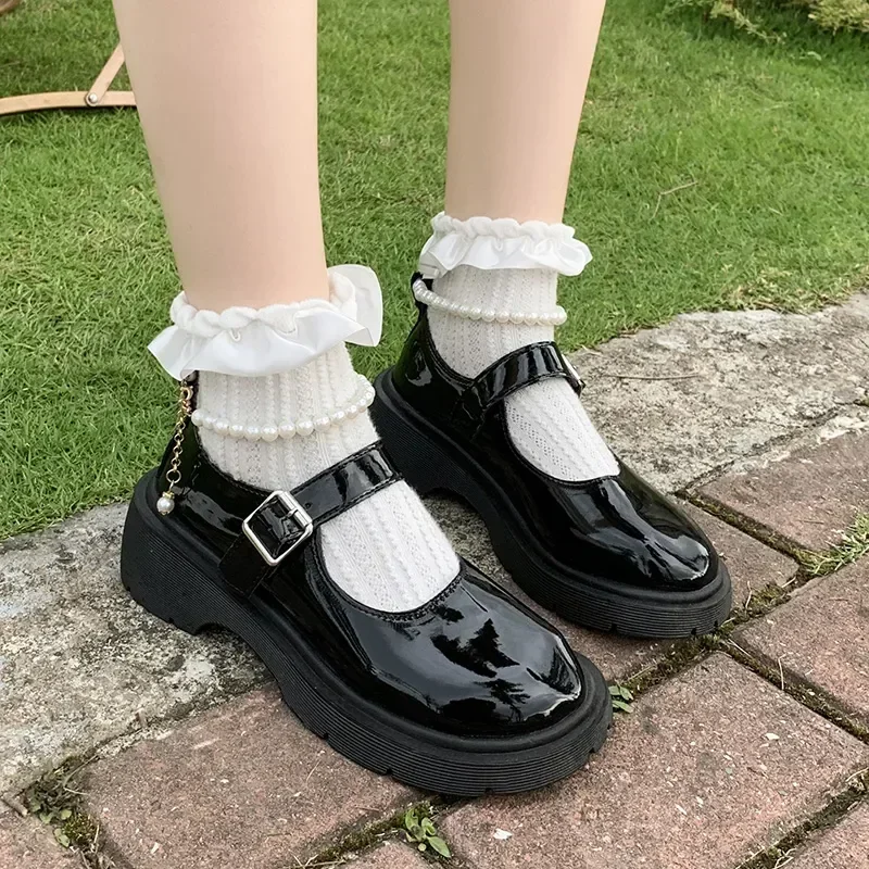 Lolita Schuhe Japanische Mary Jane Schuhe Frauen Vintage Mädchen Studenten JK Uniform Plattform Schuhe Cosplay High Heels Plus Größe Image