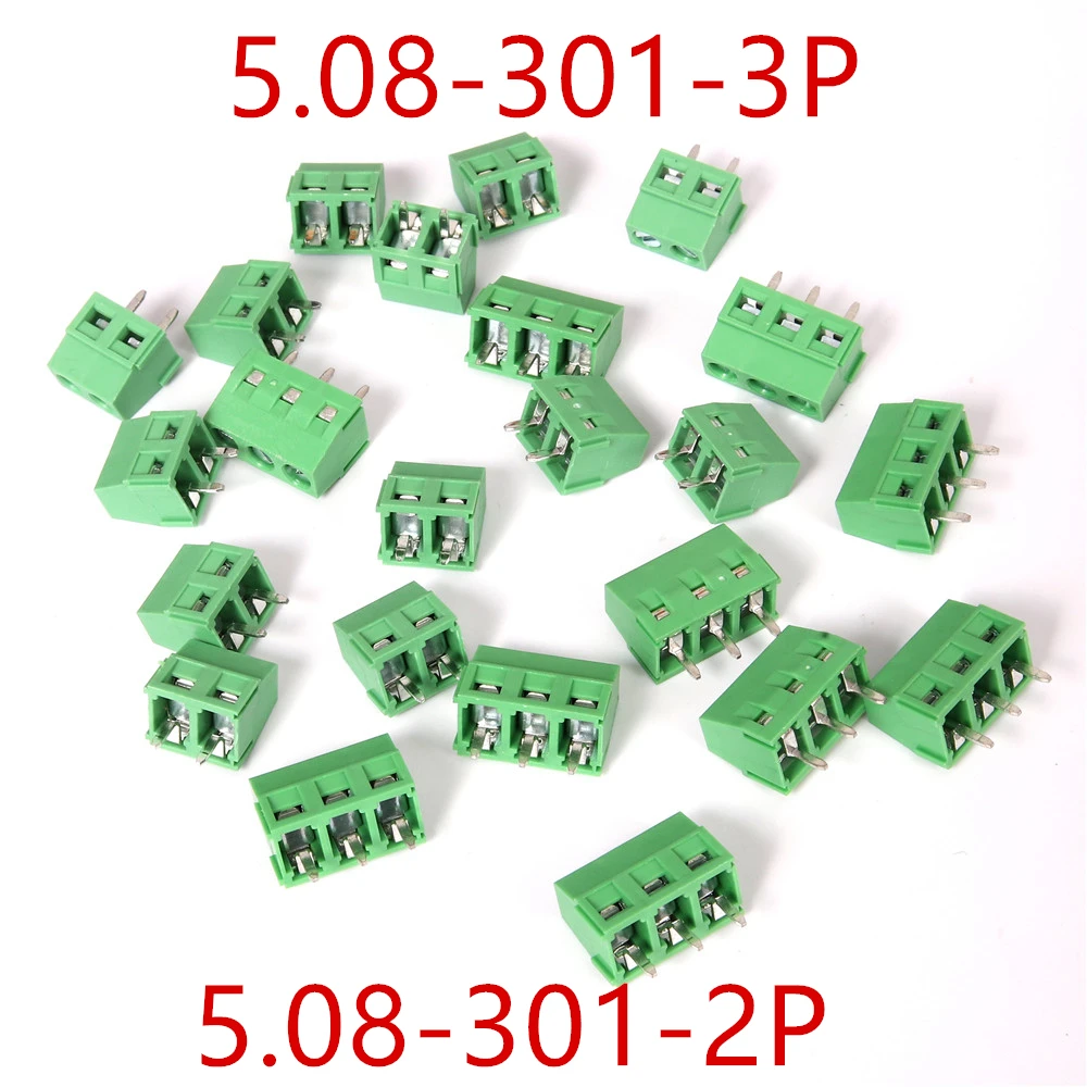 50/100 PCS KF 2P 3P Schraubdrahtklemmenblock KF128-2P KF128-3P Rastermaß 5,0/5,08 mm gerader Stift, spleißbarer PCB-Kabelstecker Image