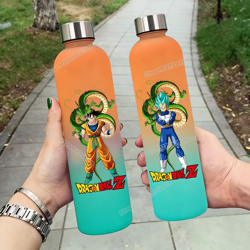 900ml Dragon Ball Farbverlauf Wasserflasche Anime Son Goku Kinder Outdoor Sportflasche Cartoon Große Kapazität Jungen Mädchen Trinkflasche mit Strohhalm Image