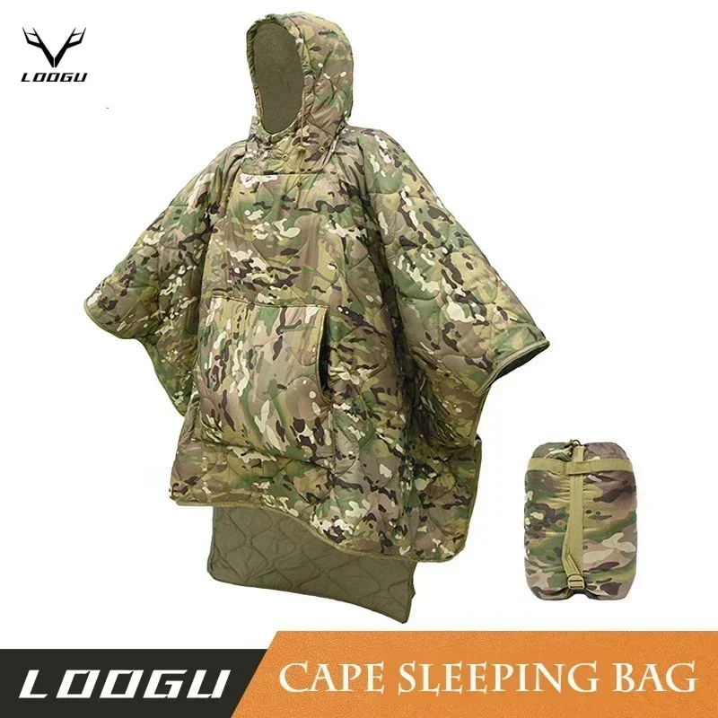 Tarnmuster Wasserdichte Isolier-Poncho-Decke Winter-Wärmeunterlage für Outdoor-Camping Wandern Jagd Überlebens-Notfall-Schlafsack Image