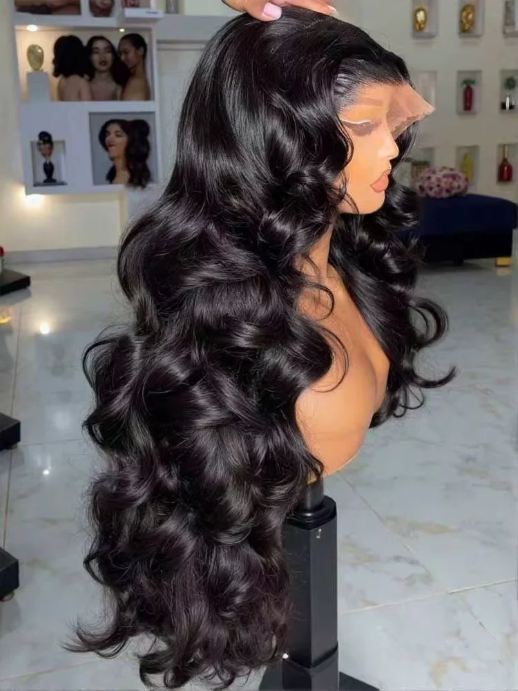 300% Echthaar Brasilianische 36 Zoll Body Wave 13x4 HD 5x5 Glueless Transparent Lace Front Perücke 13x6 Lace Frontal Perücken Vorgezupft Image