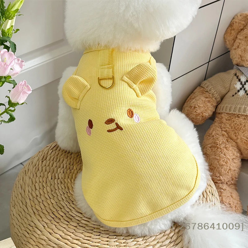  Niedliche Bären-Bestickte Hundeweste - Waffelstrick-Haustiergeschirr mit D-Ring | 〔YY33〕 Image