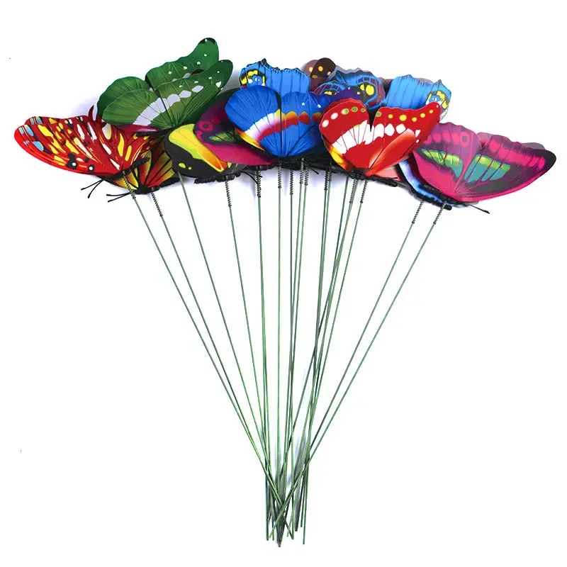 1-24 Teile/satz 3D Simulation Schmetterlinge Garten Hof Pflanzer Bunte Schmetterling Stakes Decoracion Outdoor Decor Blumentöpfe Dekor Image