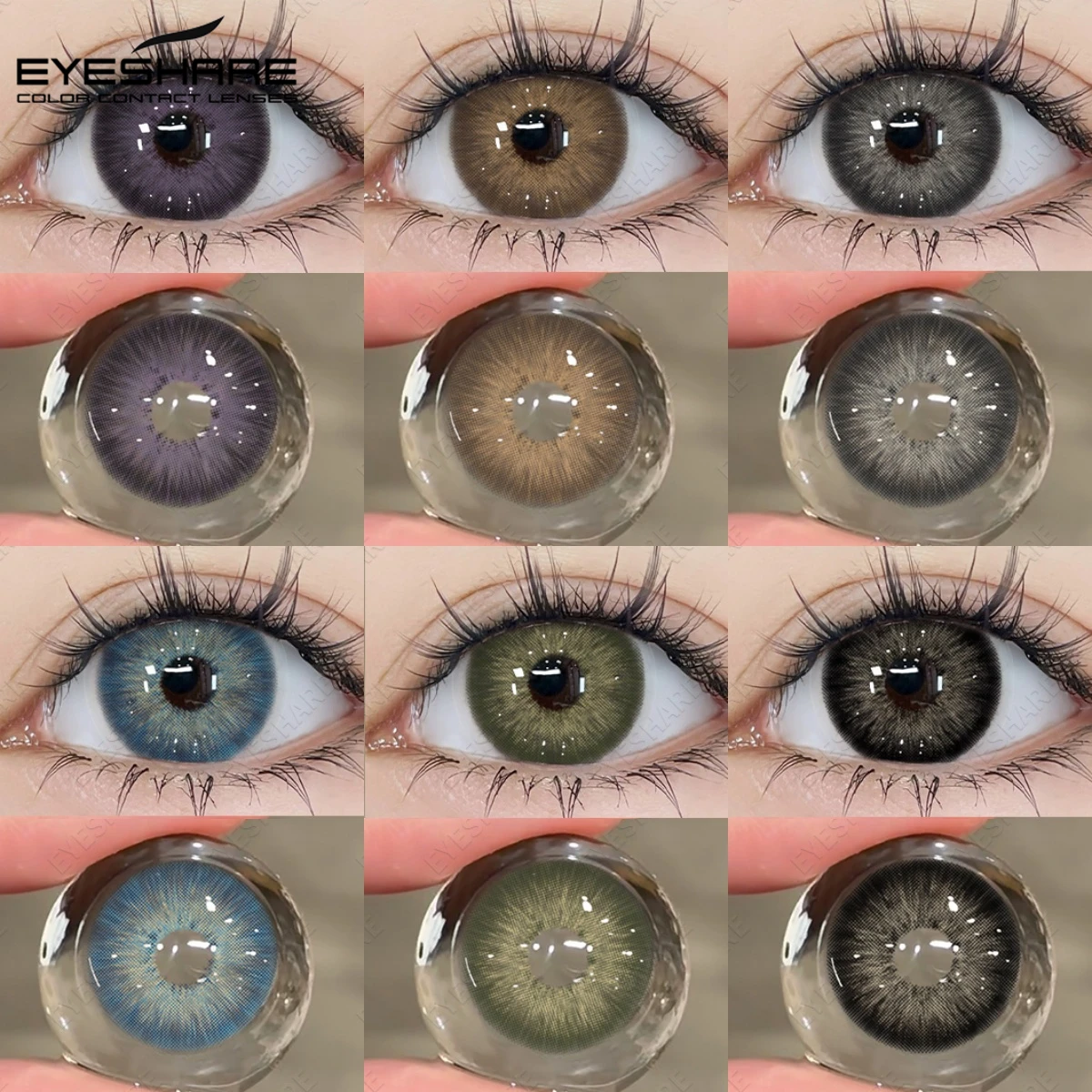 EYESHARE 1 Paar Natürliche Braune Kontaktlinsen für Blaue Augen Hochwertige Graue Augenkontaktlinsen Grüne Pupillen Jährliche Farbige Kontaktlinsen Image