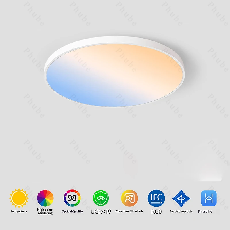 Intelligente LED-Deckenleuchte für Kinderzimmer, dimmbare Umgebungsbeleuchtung, RGBCW-Lampe, funktioniert mit Fernbedienung, moderne Deckenleuchte für Schlafzimmer