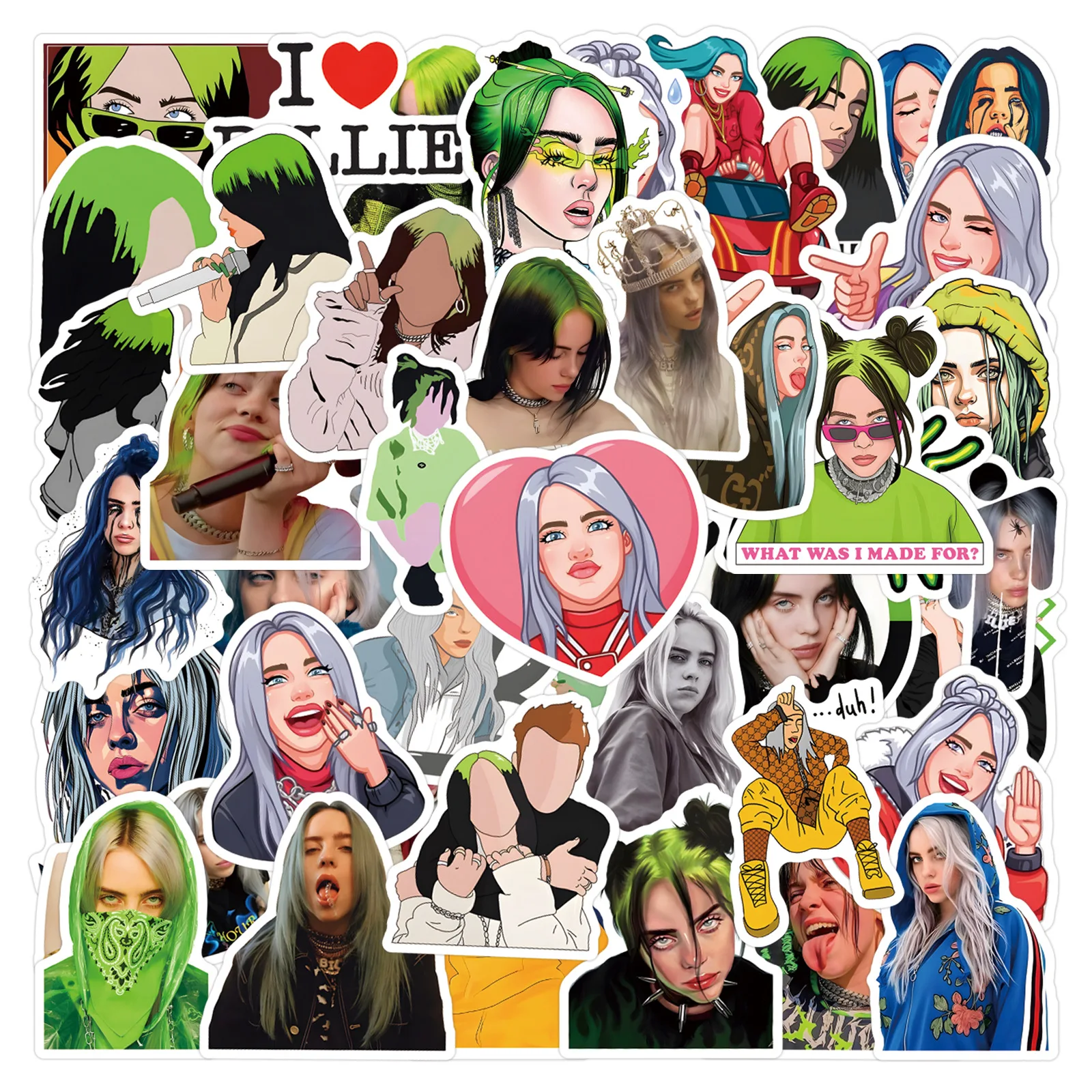 55 Stück Singer Billie Eilish Dekorative Notizbuch Schreibwaren Wasserbecher Computer Wasserfeste Aufkleber Image