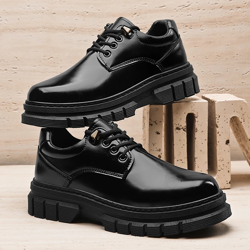 Herren-Lederschuhe mit weichen Sohlen, modische Herrenschuhe, bequeme Business-Casual-Höhenerhöhung, formelle Lederschuhe für Herren