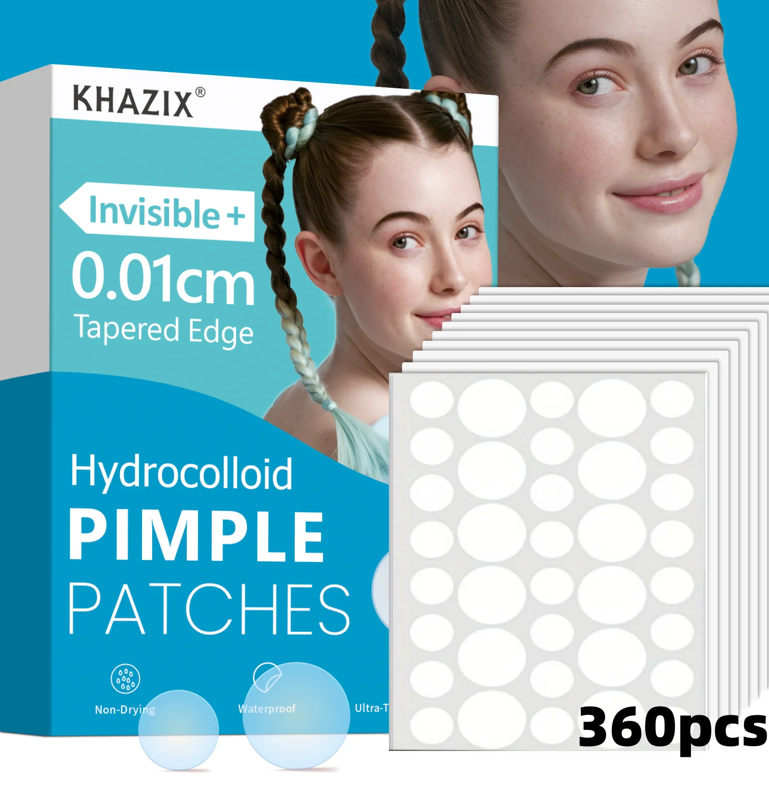 360 Stück Akne-Pflaster, deckt Pickel und Akne ab, Akne-Pickel-Pflaster zum Abdecken von Pickeln und Hautunreinheiten ab, Image