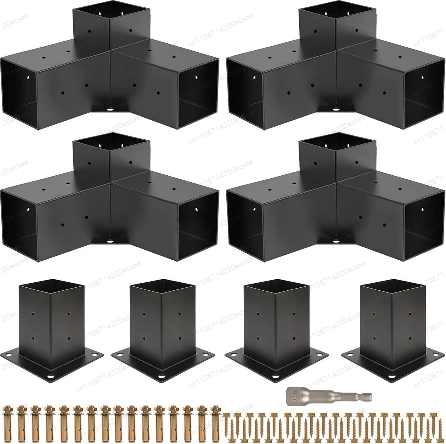 Pavillon-Set Halterung Dreifach-Winkelhalterung Rücksitz-Kit Holzbalken Pavillon Terrasse Holzhaus Image