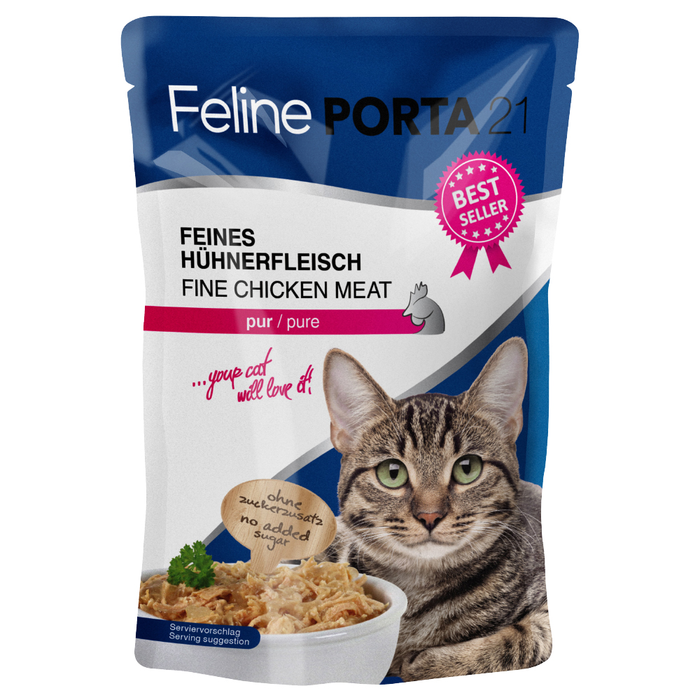 20x100 g poulet pur Feline Porta 21 Nourriture pour chat