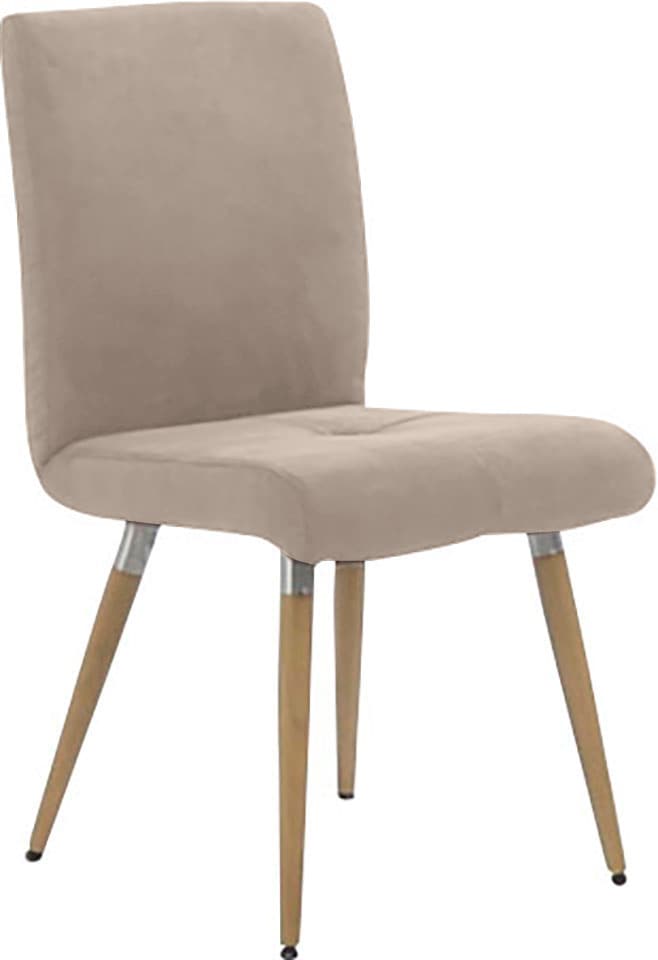 4-Fußstuhl K+W KOMFORT & WOHNEN "6411", beige (sand 35, asteiche natur), B:48cm H:90cm T:62cm, Stühle, mit Sitzsteppung, Edelstahlgriff am Rücken, Massivholzbeine