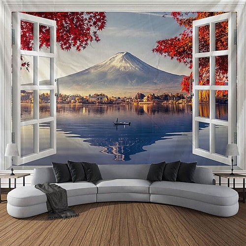 Tapisserie Banner Decke Fenster 3D Schlafzimmer Wohnzimmer Wohnheim Jugendzimmer Studentenwohnheim Wandveranda Wohndeko Image