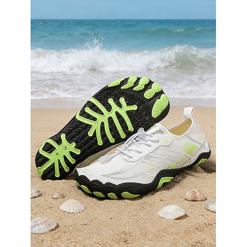 Schnelltrocknende Damen-Wasserschuhe – leichte Barfuß-Aquaschuhe mit verstellbarer elastischer Schnürung und rutschfester Gummisohle, perfekt zum Schwimmen, für den Strand, zum Surfen, für Image