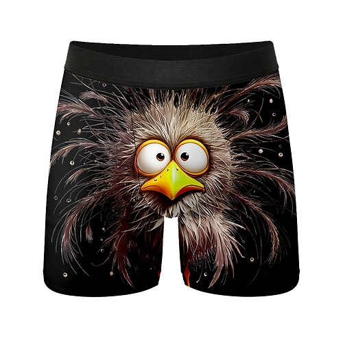 Herren Cartoon Küken Frizzle Chickens Dehnbare Boxershorts Badeshorts Boxer-Badeshorts Lustig Lässig Heim Strandurlaub Elastischer Bund Feuchtigkeitsableitend Atmungsaktive Unterwäsche Designer Image