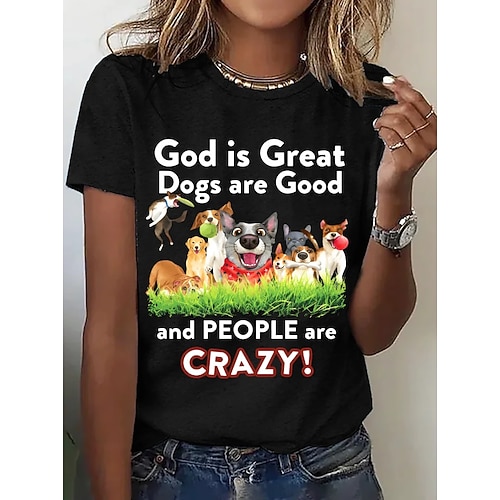 St. Patricks Day Damen T Shirt Druck Grafik Tiermotiv Buchstabe Vintage Stilvoll Klassisch Kurzarm Rundhalsausschnitt Normale Oberteile Täglich Wochenende Blau Schwarz Weiß Rosa Purpur Sommer Frühling Image