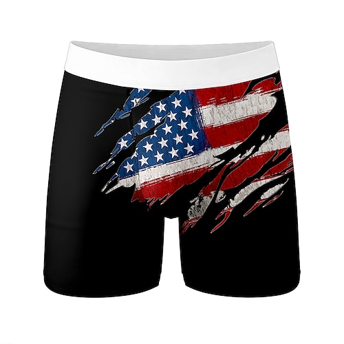 Herren 250. Jahrestag des Unabhängigkeitstages der USA am 4. Juli US Flagge Dehnbare Boxershorts Badeshorts Boxer-Badeshorts Patriotisch Lässig Heim Strandurlaub Elastischer Bund Image