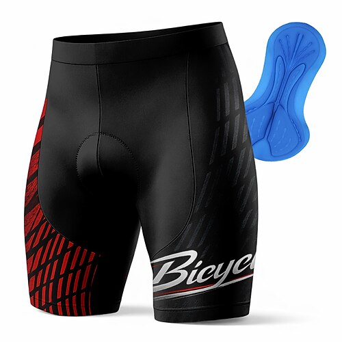 Herren Geometrisch Radsport-Radhose: Fahrradshorts Gepolsterte Fahrradhose Fahhrad Shorts Unterteile Schmale Passform Sport 3D-Polster Schnelltrocknend Schweißableitend Feuchtigkeitsableitend Rot Image