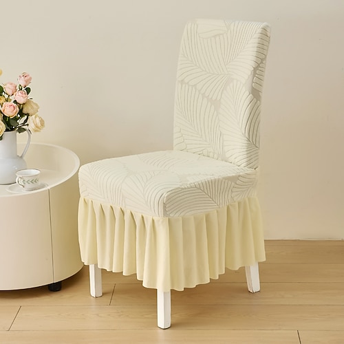Elastischer Jacquard-Stuhlbezug mit Rocksaum, dehnbarer Stuhlüberzug, weicher, rutschfester Sitzschutz, Stuhlhülle für Esszimmer, Küche und Wohnaccessoires Image