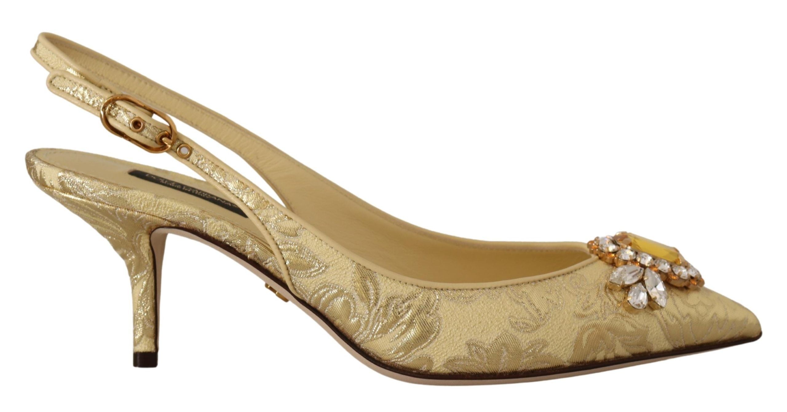 Dolce & Gabbana Gold Crystal Slingbacks Pumps Absatzschuhe