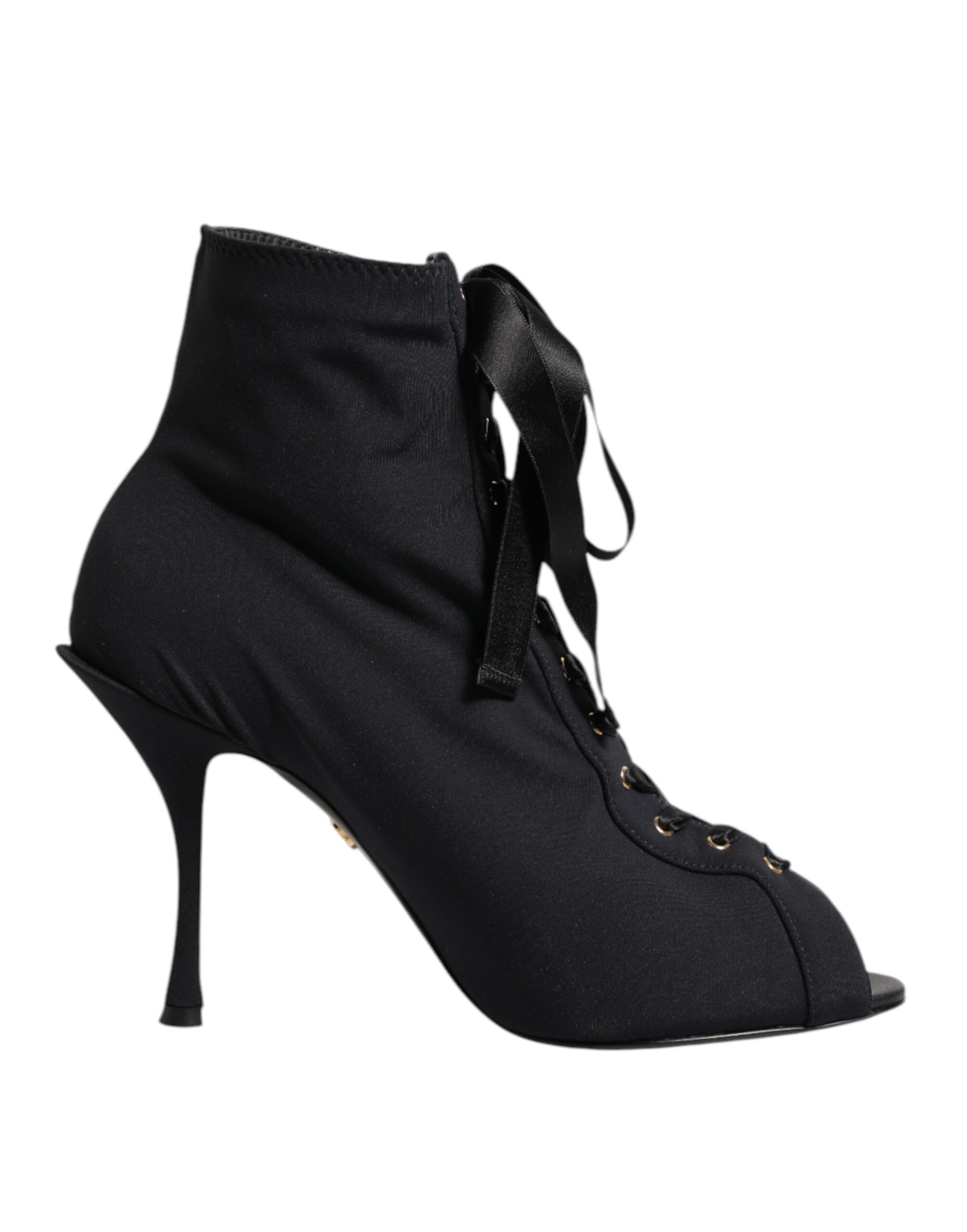 Dolce & Gabbana Schwarze Stiletto-Absatz Schnürstiefel Schuhe