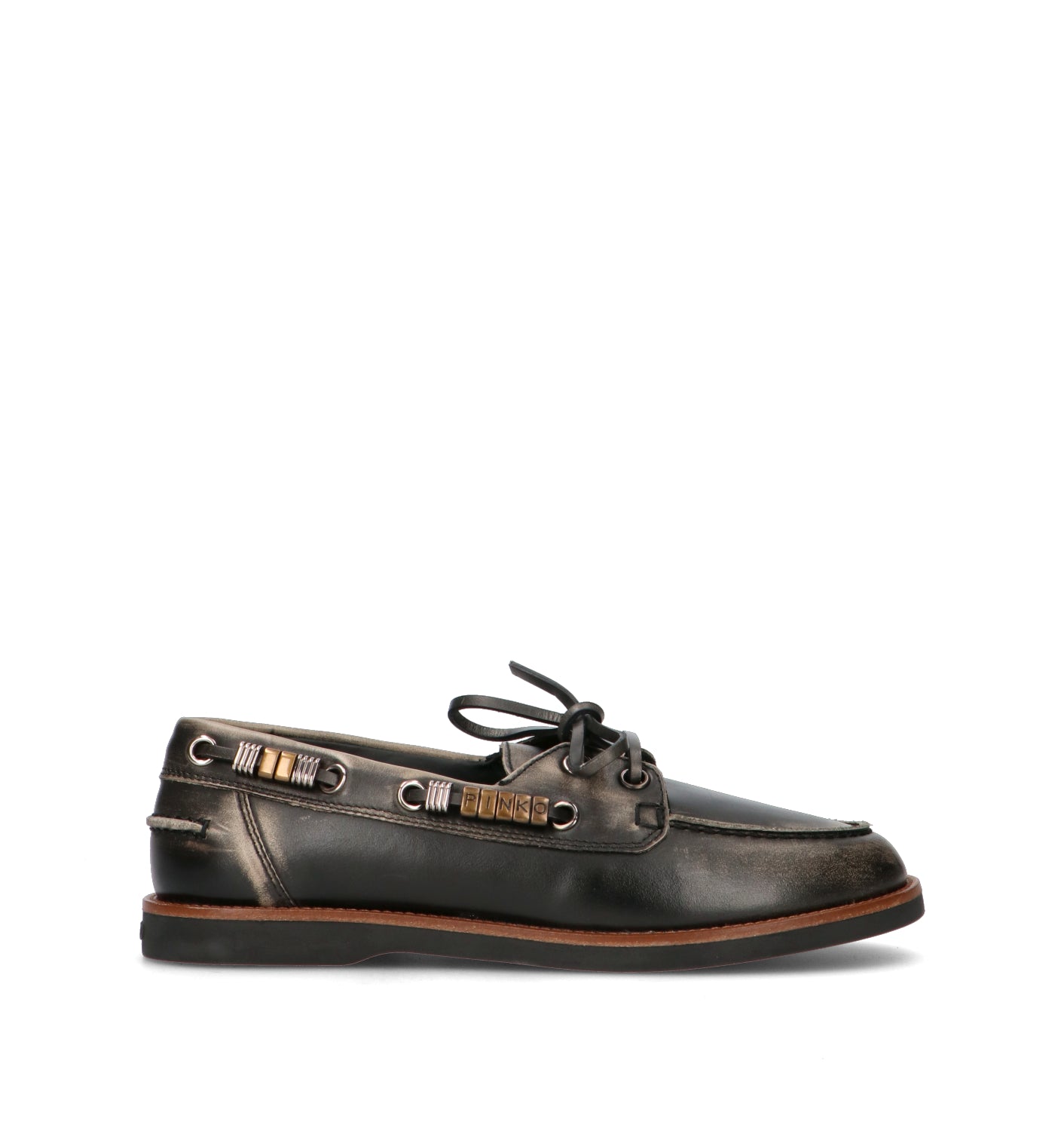PINKO Scarpa barca donna nera in pelle