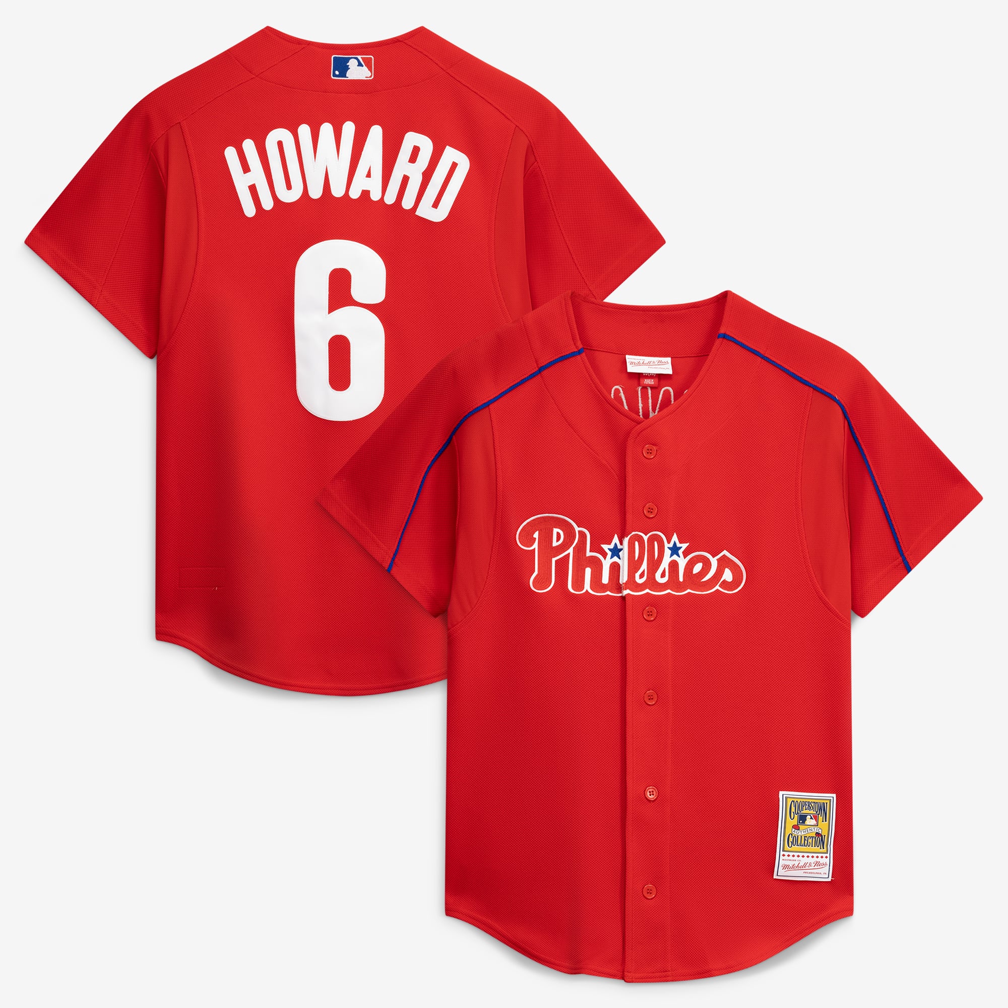 Mitchell & Ness Ryan Howard Red Philadelphia Phillies Cooperstown Collection Schlagtrainings-Trikot für Herren
