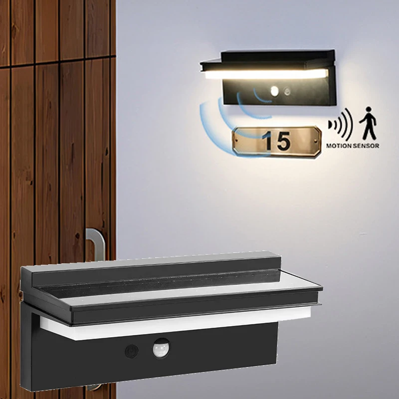 Solar-Wandleuchte mit Bewegungsmelder für den Außenbereich, IPX5, wasserdicht, Veranda-Lichter, LED-Solar-Power-Gartenleuchte für Außenstrahler, Hofbeleuchtung